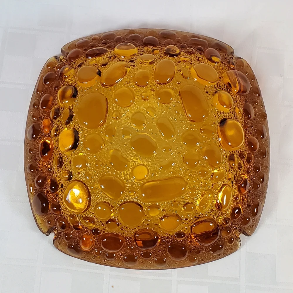 70's 80's Amber Glass Bubble Ashtray MCM - Picture 4 of 5